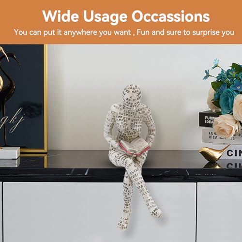 Cyrank Reading Woman Figurine, Bookworm Sculpture Resin Abstract Thinker Sculpture, Resin Abstract Reading Figurine Sculptures Innovative Lady Reading Pulp Molding Thinker Statue Bookshelf Ornament