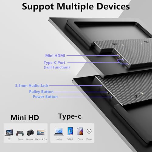 Image of 15.3 Inch Touchscreen Portable Monitor, 1920x1200 Full HD IPS 10-Point Touch External Monitor, Ultra Slim USB-C HDMI Plug & Play, Portable Monitor for Laptop PC Mac PS5 Xbox