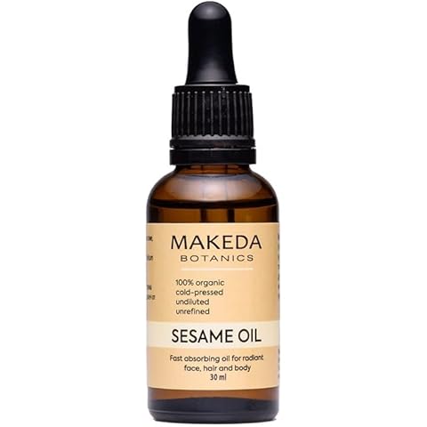 MAKEDA Botanics Sesame Seeds Carrier Oil, Cold Pressed, 100% Pure Oil for Face, Skin, Hair and Nails, Powerhouse of Vitamins and Minerals, Easily Absorbed and Nourishing Oil, 30 ml Cover