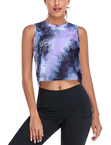 Luranee Workout Crop Tops Cropped Muscle Tank Cute Quick Dry Gym Yoga Athletic Shirts #TOP22