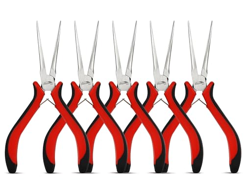 Image of 5-Pack 5.5-Inch Long Needle Nose Pliers, Mini Jewelry Pliers