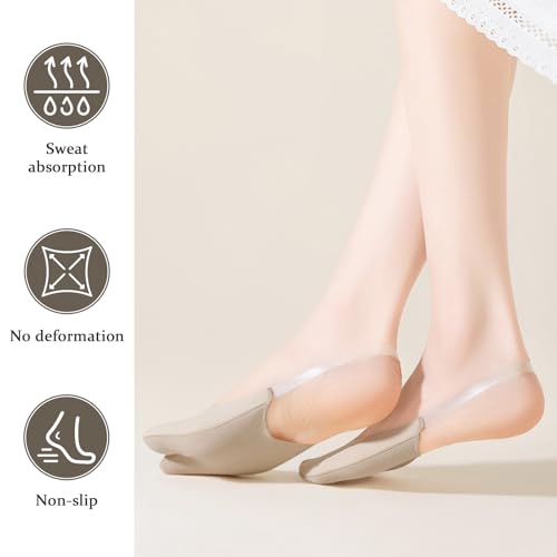 Image of No Show Socks with Invisible Sling Back Womens, 6 Pairs Low Cut Half Toe Topper Socks with Non-Slip Straps for Heels