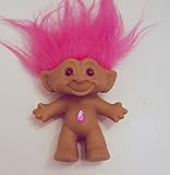 Ace Novelty Pink Sparkle Hair Diamond Jewel Treasure Troll Doll 3 Inches Tall