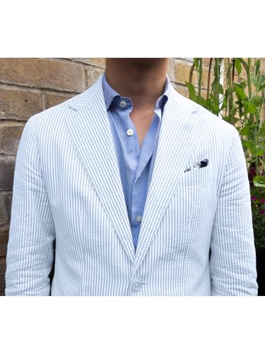 Men Seersucker Suit Jacket Summer Beach Wedding Striped Blazer Slim Fit Sport Coats Suits Jackets Wedding Prom Tuxedo4