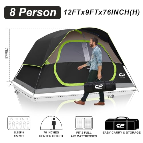 Image of CAMPROS CP Upgraded 6 /8 Person Camping Tents, Waterproof Family Tent