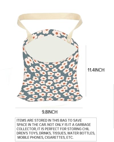 Image of Car Garbage Can, Car Trash Bag, Car Garbage Bag, Hanging Car Trash Can for Car Accessories, Vehicle, Travelling, Camping, Cute Car Back Seat Organizer, Cute Grey Flowers