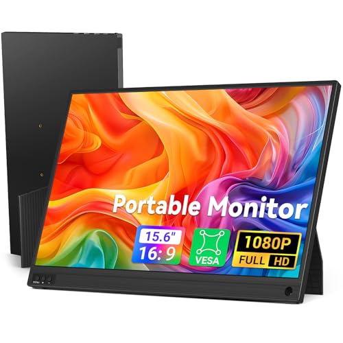 Image of HotYeah 15.6-inch Portable Laptop Monitor, 1080P FHD Travel Monitor USB-C HDMI External Computer Display FreeSync IPS w /Kickstand, Extra External Screen for Laptop PC Mac Phone Tablet Switch PS5 Xbox