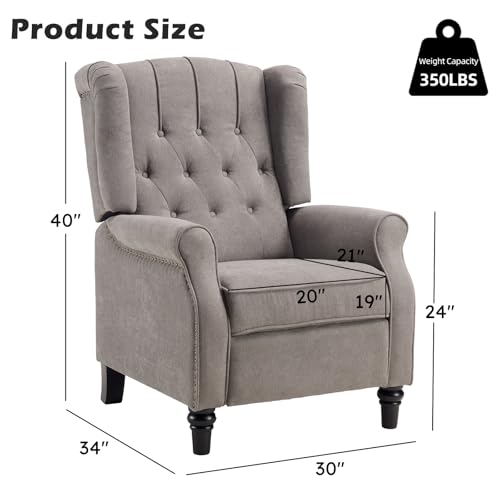 Sillón push back reclinable gris con decoración de remaches miniatura 2