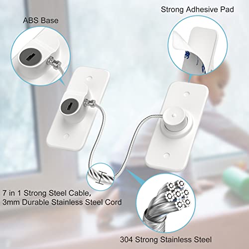AOSITE Fenstersicherung Kinder Ohne Bohren für Fensterschutz Kühlschrank Schranktüren 2 Stück Fensterschloss nur Kippen Fensterschutz Kinder Selbstklebend oder Schrauben Safety Lock Pet Childproof 5
