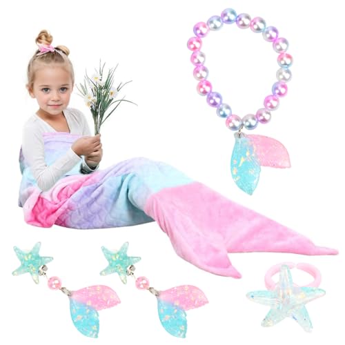 BITOYO Manta Sirena Niños, Manta de Sirena con Degradado de Color, Manta Cálida para Decoración de Cumpleaños en Habitaciones, Salas de Estar y Sofás, Ideal para Niñas, Regalo de Fiestas