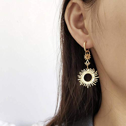 Boucles d'oreilles de déesse au fini poli miroir doré pour femmes