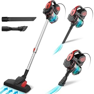 Aspirateur Balai Filaire, Aspirateur Balai avec Fil Puissant, 3 en 1 Aspirateur Vertical Filtre HEPA, 600W 18000Pa Aspirateur sans Sac avec 6m Long Câble, Léger Portable pour Maison Tapis Sol Dur
