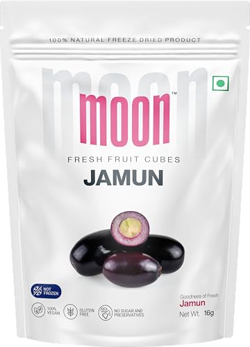 Moon Freeze Dried Jamun Cubes | Healthy Jamun Snack | 100% Natural, Vegan, No Preservatives, No Added Sugar Gluten Free Snack for Kids and Adults | (16Gm) Pack of 1