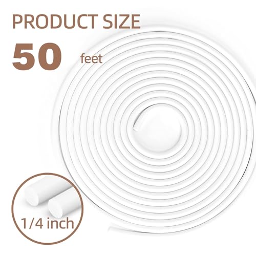 Image of U0U 50Ft Backer Rod 1 /4 Inch,Foam Backer Rod Caulk Saver for Gaps and Joint Concrete Filling,White Concrete Expansion Joint Filler (1 /4inch*50 feet)
