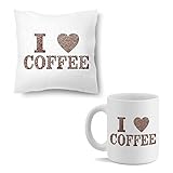 Kit caneca de porcelana e almofada