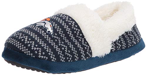 FOCO NFL Denver Broncos Unisex Smu Big Logo Holiday Aztec Print Knit Moccasinsmu Big Logo Holiday Aztec Print Knit Moccasin, Team Color, Small