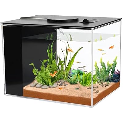 AQUANEAT Fish Tank, 1 Gallon Betta Fish Tank, Small Aquarium Kit with LED Light and Water Filter Pump