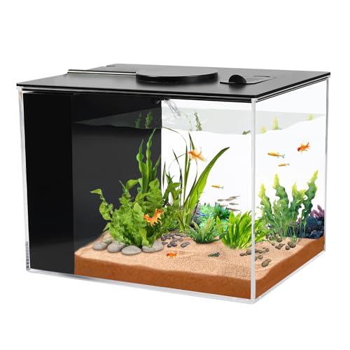 AQUANEAT Fish Tank, 1 Gallon Betta Fish Tank, Small Aquarium Kit with LED Light and Water Filter Pump