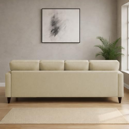 Image of Carlos RHS 4 Seater L Shape Sofa Set for Living Room & Home Office Furniture, Modern Durable Sectional Corner Sofa Couch, Premium Fabric Comfortable Seating with Strong Frame (Cream)