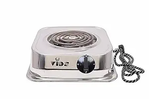 Vids 1250 Watt Coil Electric Stove (Copper Wire With 15 Amp Power Plug) / G Coil Hot Plate / Electric Cooking Heater / Induction Cooktop (Stainless Steel Body) (1 Burner) Stainless Steel, Radiant