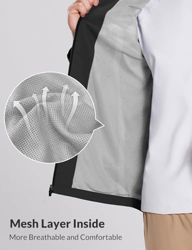 baleaf Men's Rain Jacket Waterproof Breathable Raincoat with Hood for Outdoor Hiking Traveling Cycling Windbreaker3