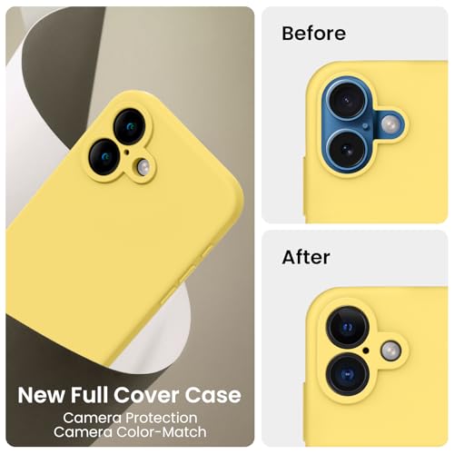 Image of FireNova Designed for iPhone 16 Case, Silicone Upgraded [Camera Protection] Phone Case, Soft Anti-Scratch Microfiber Lining Inside, 6.1 inch, Yellow
