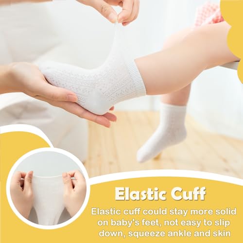 Baby Girls Boys Cotton Socks Soft Mesh Thin Breathable Crew Ankle Dress Sock for kids, 6 Pairs3