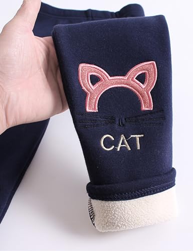 Kiench Girls Fleece Lined Pants Cotton Winter Warm Leggings High Waist3