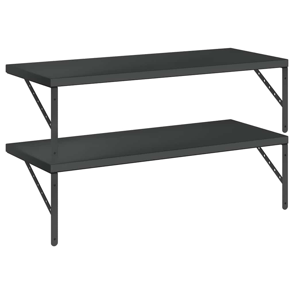 Juego de 2 estanterías de pared de 100 x 40 cm, color negro, acero inoxidable, diseño moderno, capacidad de carga de 50 kg, para salón, dormitorio, oficina, cocina