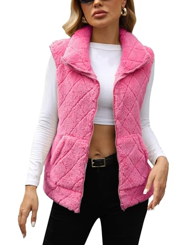 Veste en polaire Sherpa sans manches pour homme et femme avec col montant et poches