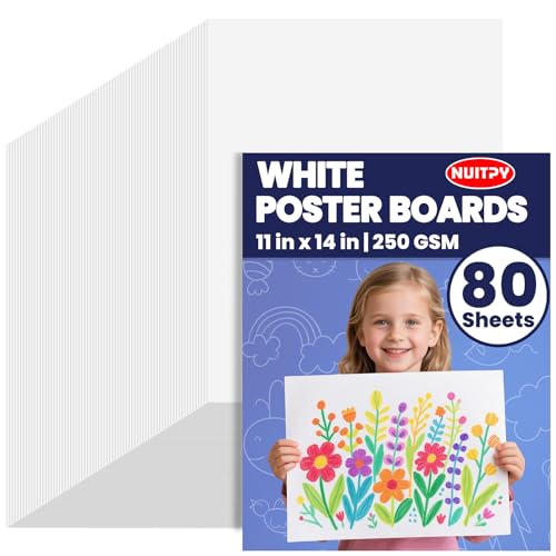 80 Sheets Poster Board, 11in x 14in White Poster Board, 250gsm Thickness Poster Paper, Poster Boards Paper Bulk for Craft, Drawing, DIY Project, Presentations, Display, Sign