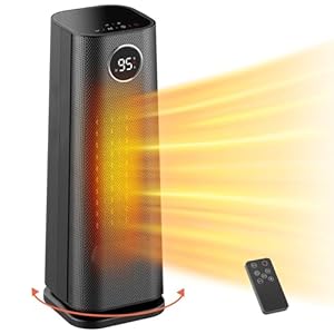 Space Heater for Indoor Use, 1500W Fast Electric Portable Ceramic Heaters with Thermostat, 4 Modes, 24H Timer, 70°Oscillating Room Heater with Remote for Office Bedroom Use, 2024 Upgraded