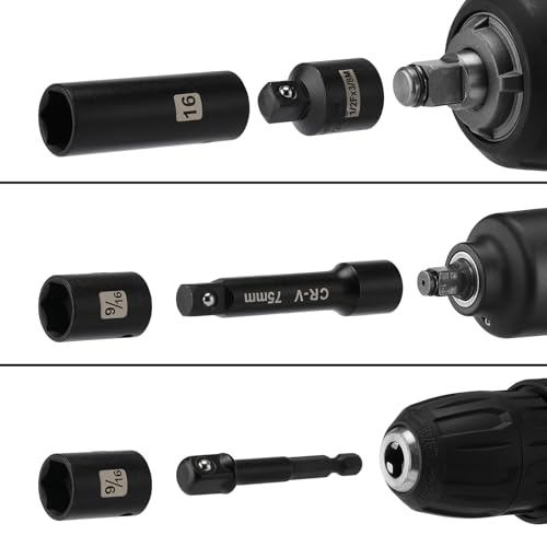 Image of Mayouko 49 Pieces 3 /8 inch Drive Impact Socket Set, 5 /16 inch-3 /4 inch, 8-22MM, SAE /Metric, 6 Point, CR-V, Includes Extension Bar, Adapter, Universal Joint