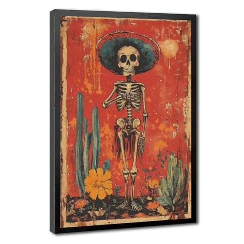 Calavera Dia De Los Muertos une toile d'art populaire mexicain comme cadeau original de 40x61 cm
