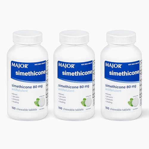 MAJOR Simethicone Gas Relief 80 mg - Anti Flatulence, Bloating and Gas Pressure Aid - 100 Chewable Tablets (3 Pack)