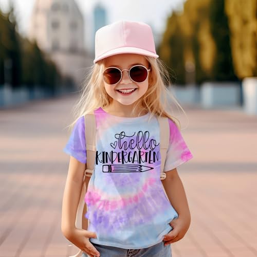 Image of KEKEMI Kid Girls First Day of School Shirt Hello Kindergarten First /Second /Third Grade Tshirt Back to School Tees Tops 4-10Y