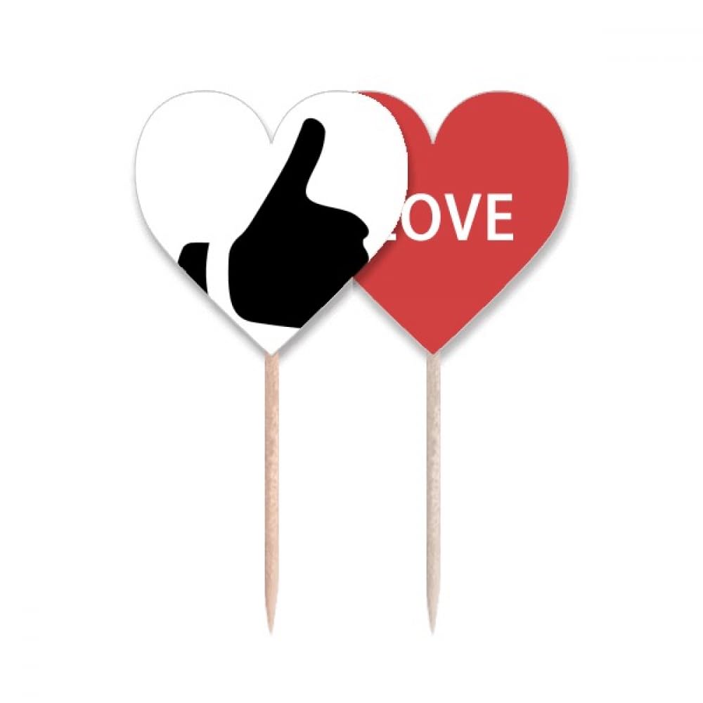 Cure-dents Drapeau Love Cœur et Motif Contour Geste de Louange pour Cupcake