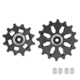 DJC Bike Bearing Pulley Wheel 2pcs Guide Roller 12t 14t 16t MTB Road Bike Rear Derailleur for Sram for Shimano M9000 R8000 Over Sized Narrow Wide Tooth (1pcs 12T and 1pcs 16T)