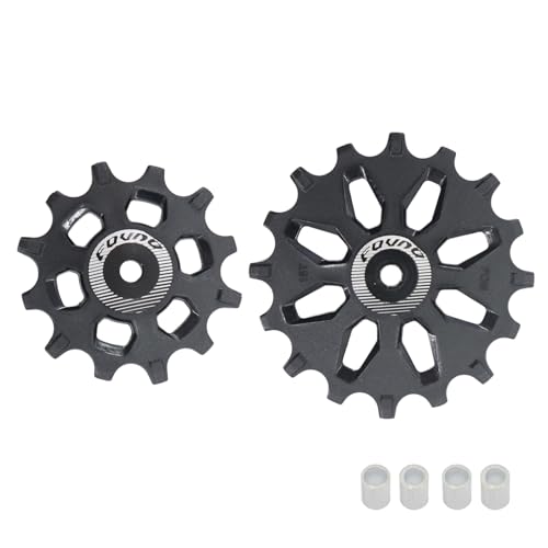 DJC Bike Bearing Pulley Wheel 2pcs Guide Roller 12t 14t 16t MTB Road Bike Rear Derailleur for Sram for Shimano M9000 R8000 Over Sized Narrow Wide Tooth (1pcs 12T and 1pcs 16T)