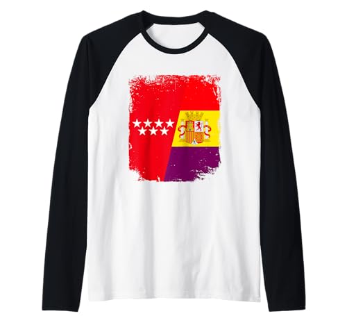 Bandera Madrid y España Republicana, Republica Española. Camiseta Manga Raglan