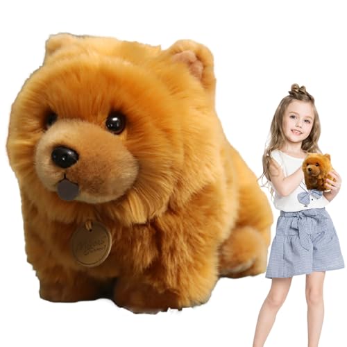 Chow Choww Brown Peluche de Animal Relleno - Chow Chows Peluche Realista Perro Ducha | Juguete de peluche suave y cómodo para hombres, mujeres, niños Cumpleaños, Pascua, Aniversario, Weihnac