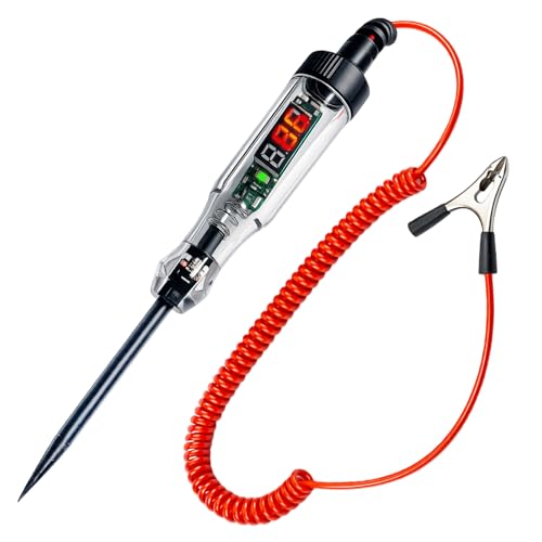 Testeur de Tension pour Voiture 3-48V Testeur Electrique Stylo Automobile avec Pince Crocodile Fil à Ressort Testeurs Fusible Auto avec Voyant LED Numérique...