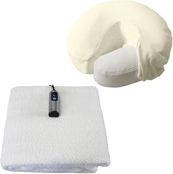 EARTHLITE Professional Massage Comfort Bundle 1 2-in-1 Fleece Table Warmer & 1 Reusable Microfiber Face Cradle Cover Silky & Wrinkle-Resistant