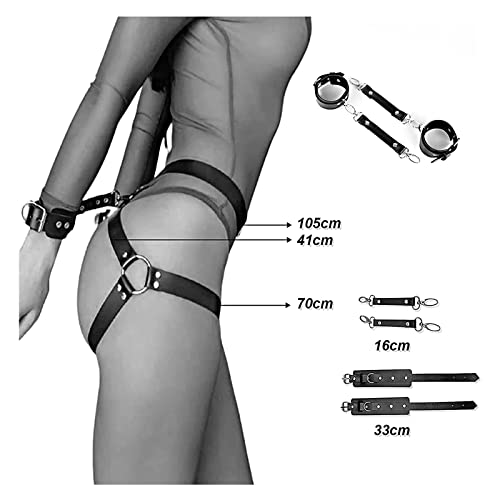 SUPKTHDY Punk Leder Harness Damen SM Sex Harness Taille Bein käfigbetten Geschirr Strumpfband Gürtel für frau BDSM Bondage Set mit Handschellen Sexy unterwäsche Fetisch Fesseln Sexspielzeug