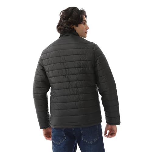 جاكيت منفوخ مبطن من البوليستر بسوستة للرجال اندورا، لون أسود، مقاس 3XL