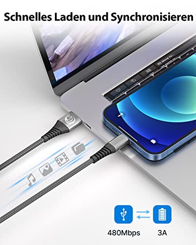 Aioneus iPhone Ladekabel, Lightning Kabel [2Pack 2M] MFi Zertifiziert Schnellladekabel iPhone Nylon Fast i Phone Kabel Ladekabel für Phone 14/13/12/Mini/Pro/11 Pro Max/XS/XS Max/XR/X/8 Plus/7/SE 3