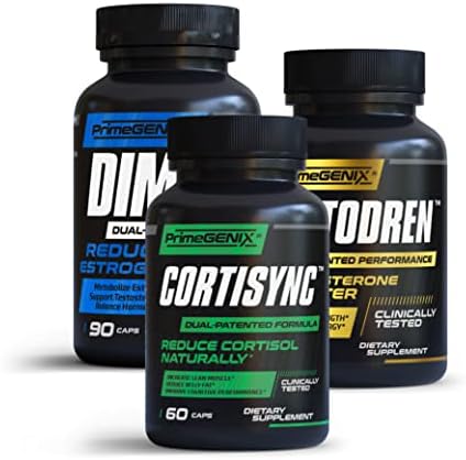 PrimeGENIX Ultimate Edge Stack | DIM 3X, Testodren & CortiSync Bundle | Support Muscle Growth | Reduce Stress | Made in USA