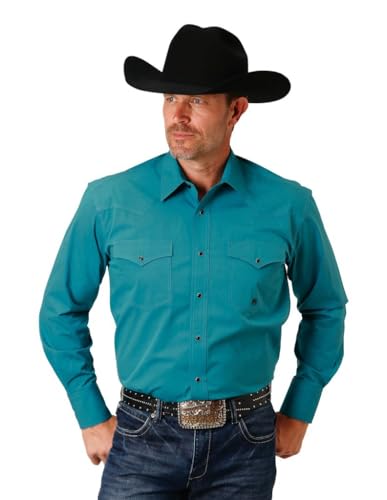 ROPER Western Shirt Mens L/S Solid Snap 3XL Teal 03-001-0265-0707 GR