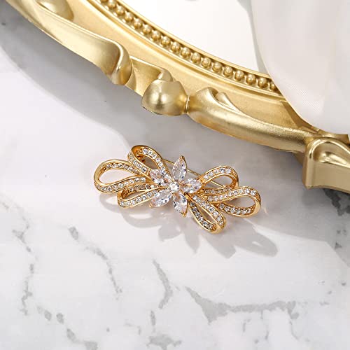 Image of BriLove Wedding Bridal Brooch Pin for Women Fashion CZ Marquise Crystals Rhinestones Flower Brooches