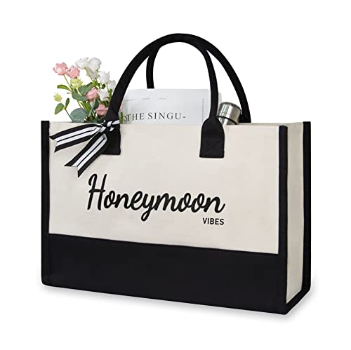 Image of TOPDesign Canvas Tote Bag, Bridal Shower Gifts for Bride, Wedding Bachelorette Bride Gifts Shoulder Bag